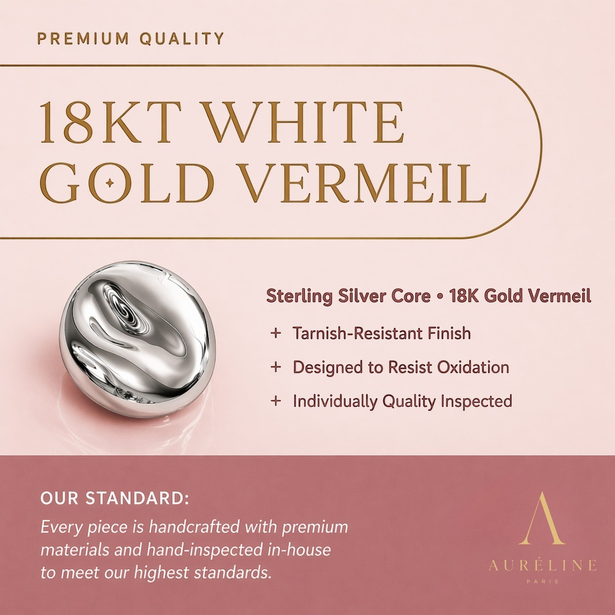 18K White Gold Vermeil