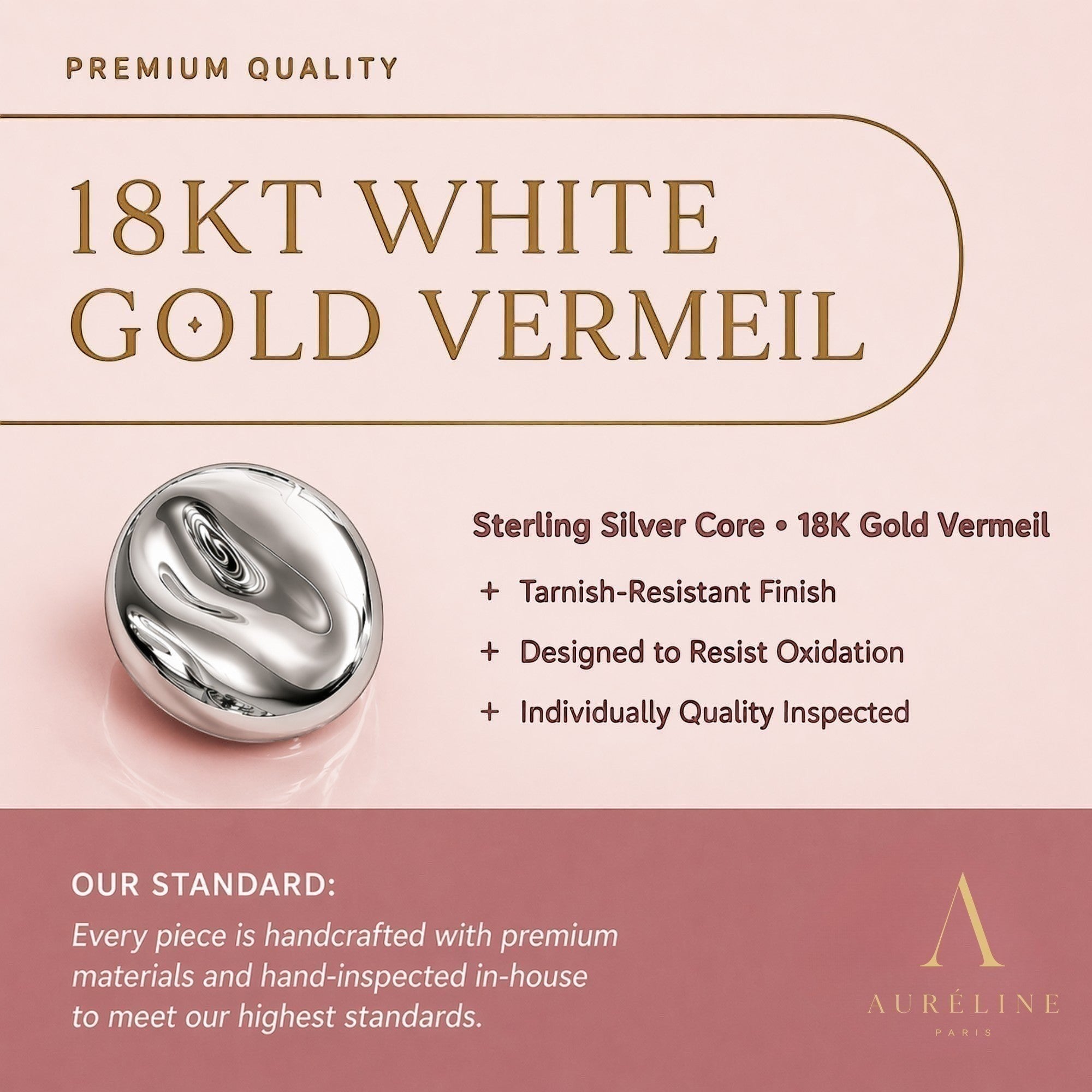 18K White Gold Vermeil