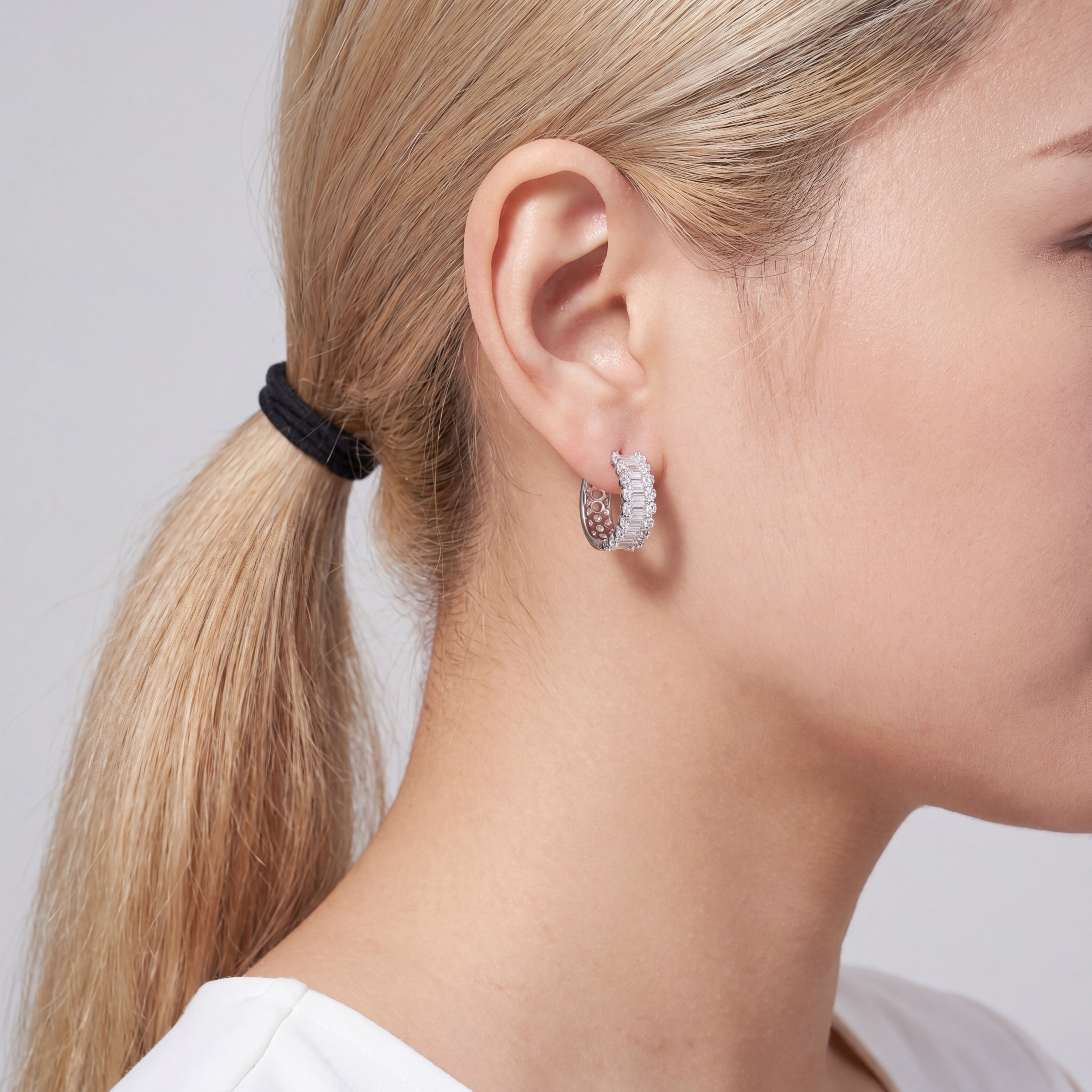 Radiant Baguette Huggie Earrings