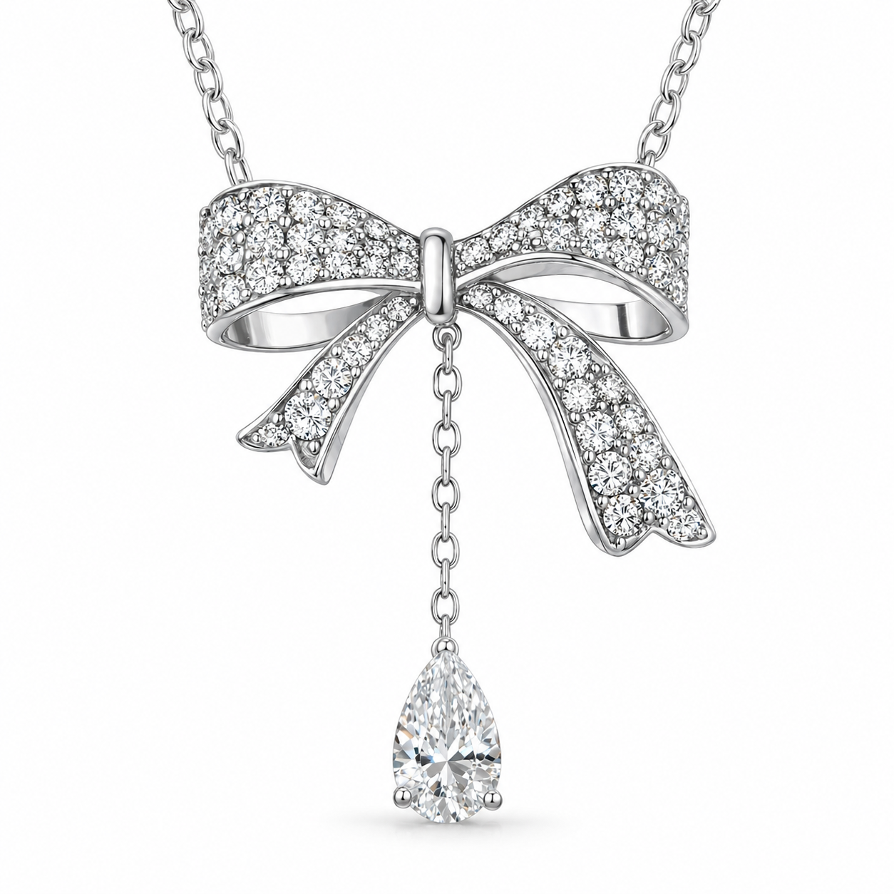 Belle Éclat Bow Drop Necklace