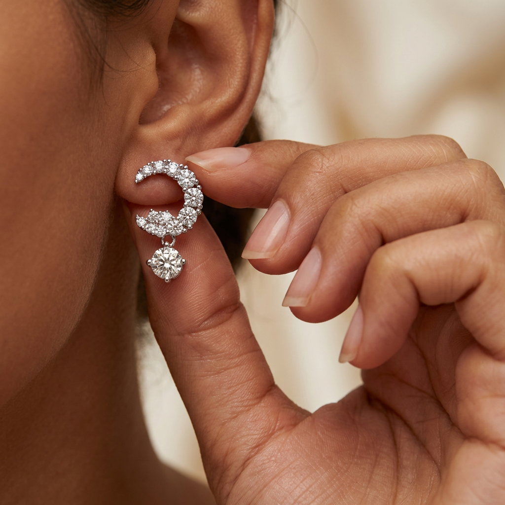Lune d’Or White Earrings