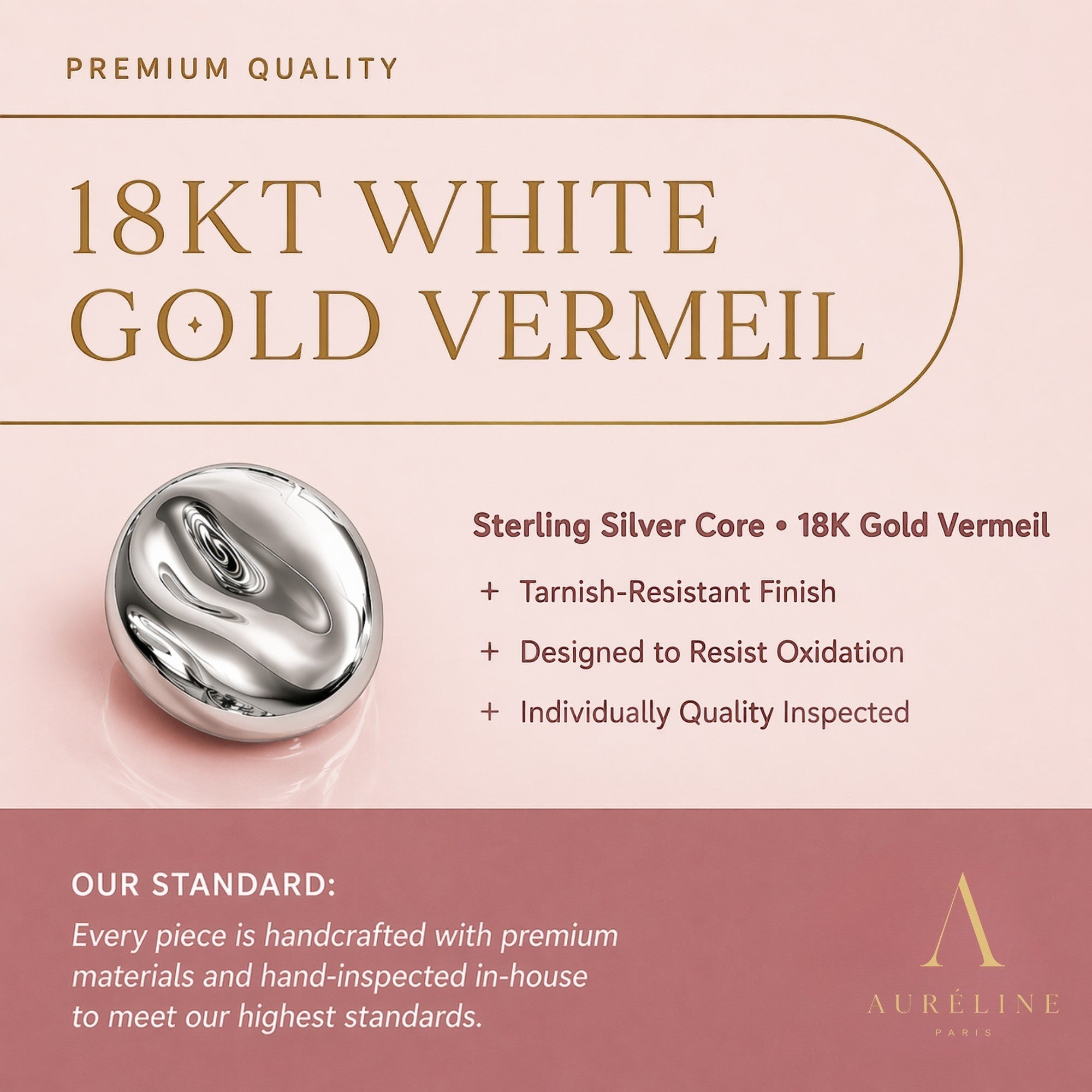 18K White Gold Vermeil