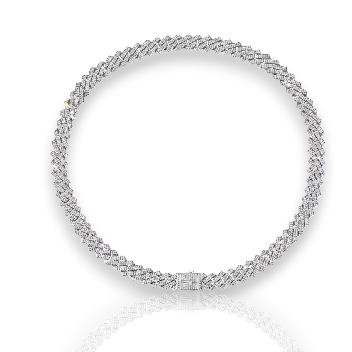 Aureline Montferrand Cuban necklace in silver with pavé-set white lab-grown Auréline Gems and a secure box clasp.