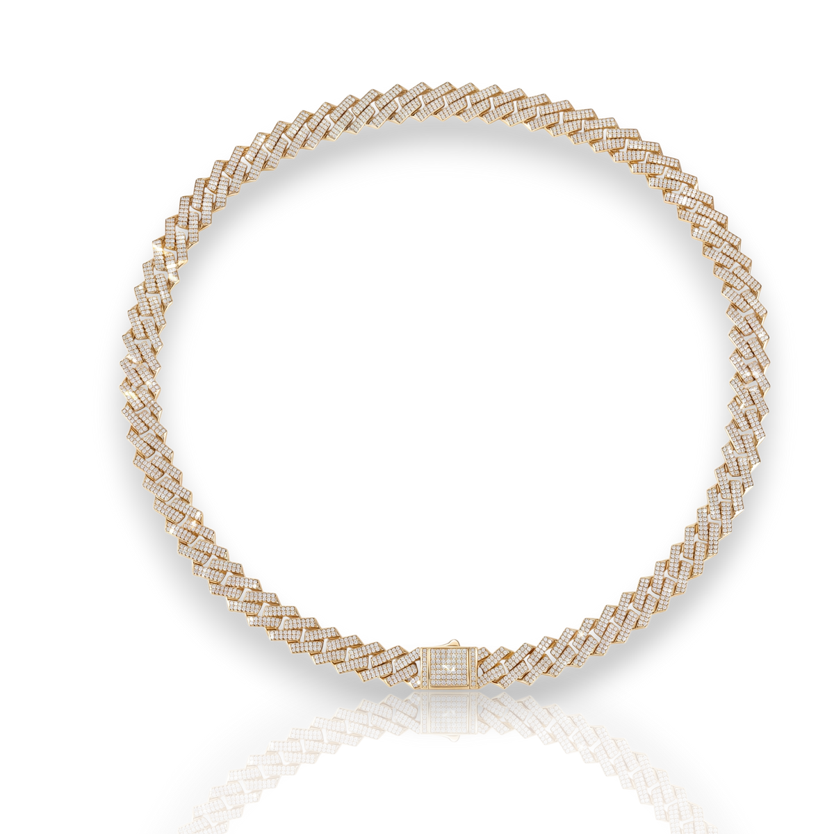 Aureline Montferrand Cuban necklace featuring pavé-set lab-grown Auréline gems on 18K gold vermeil interlocking links.