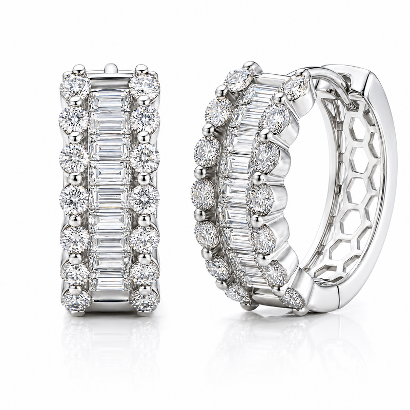 Radiant Baguette Huggie Earrings