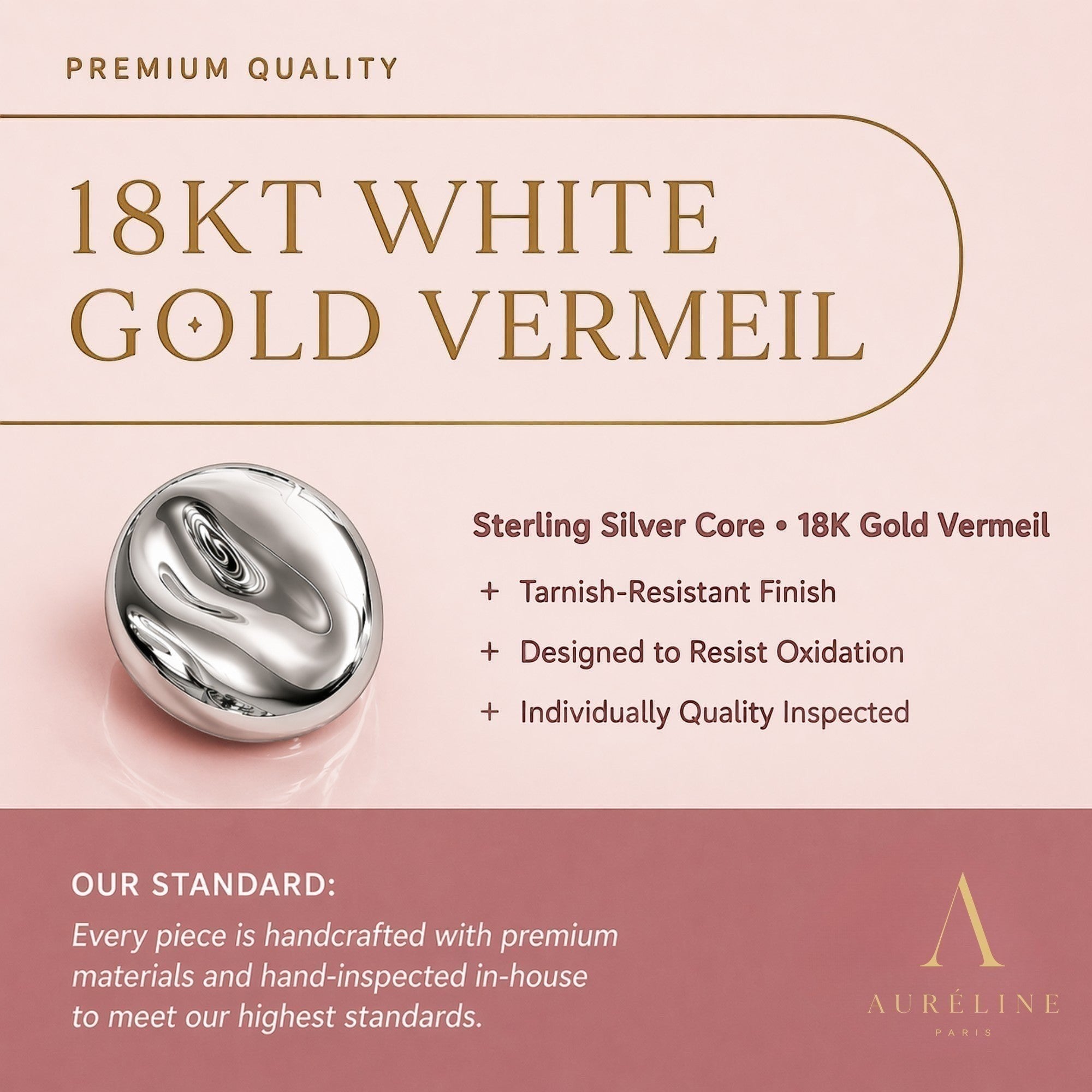 18K White Gold Vermeil
