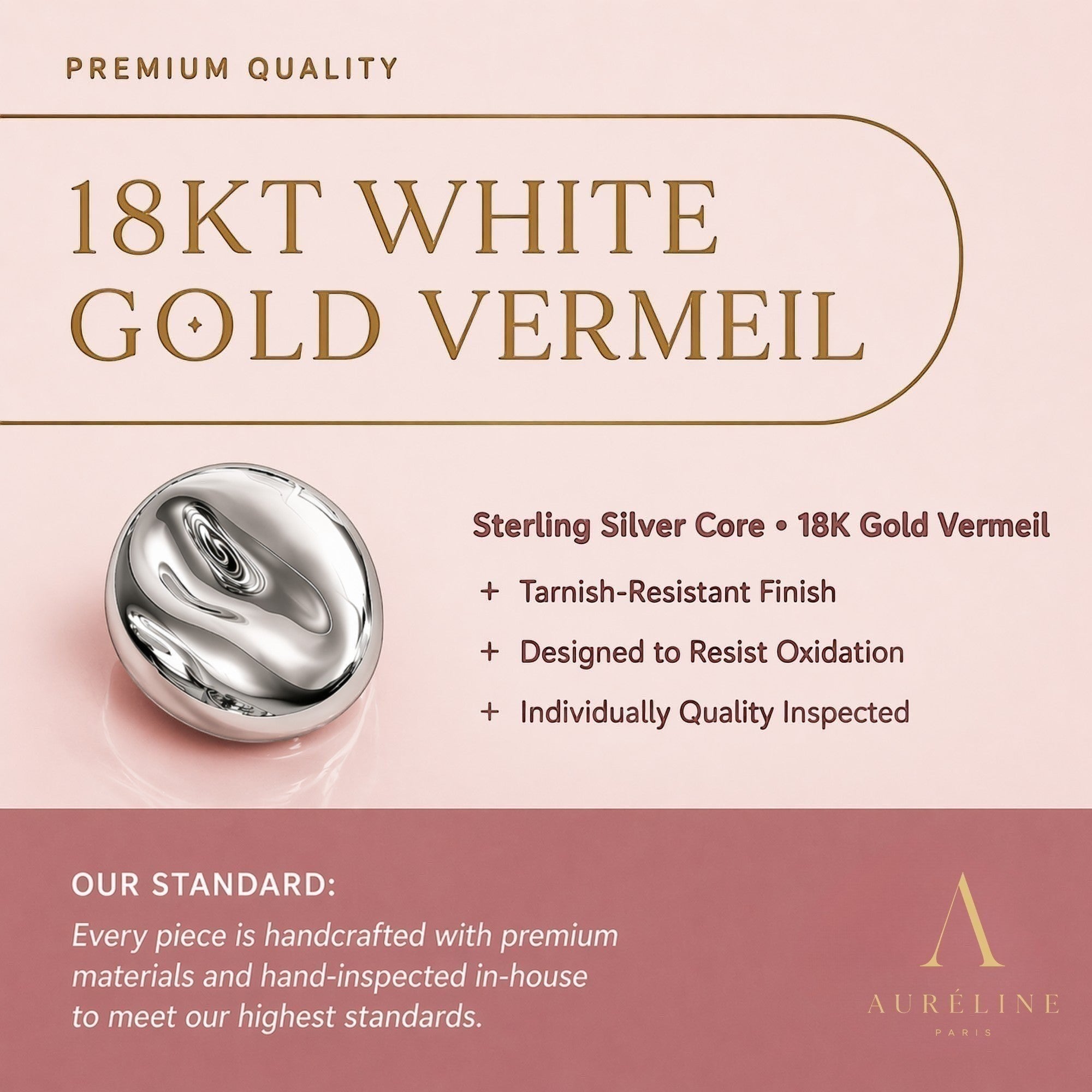 18K White Gold Vermeil