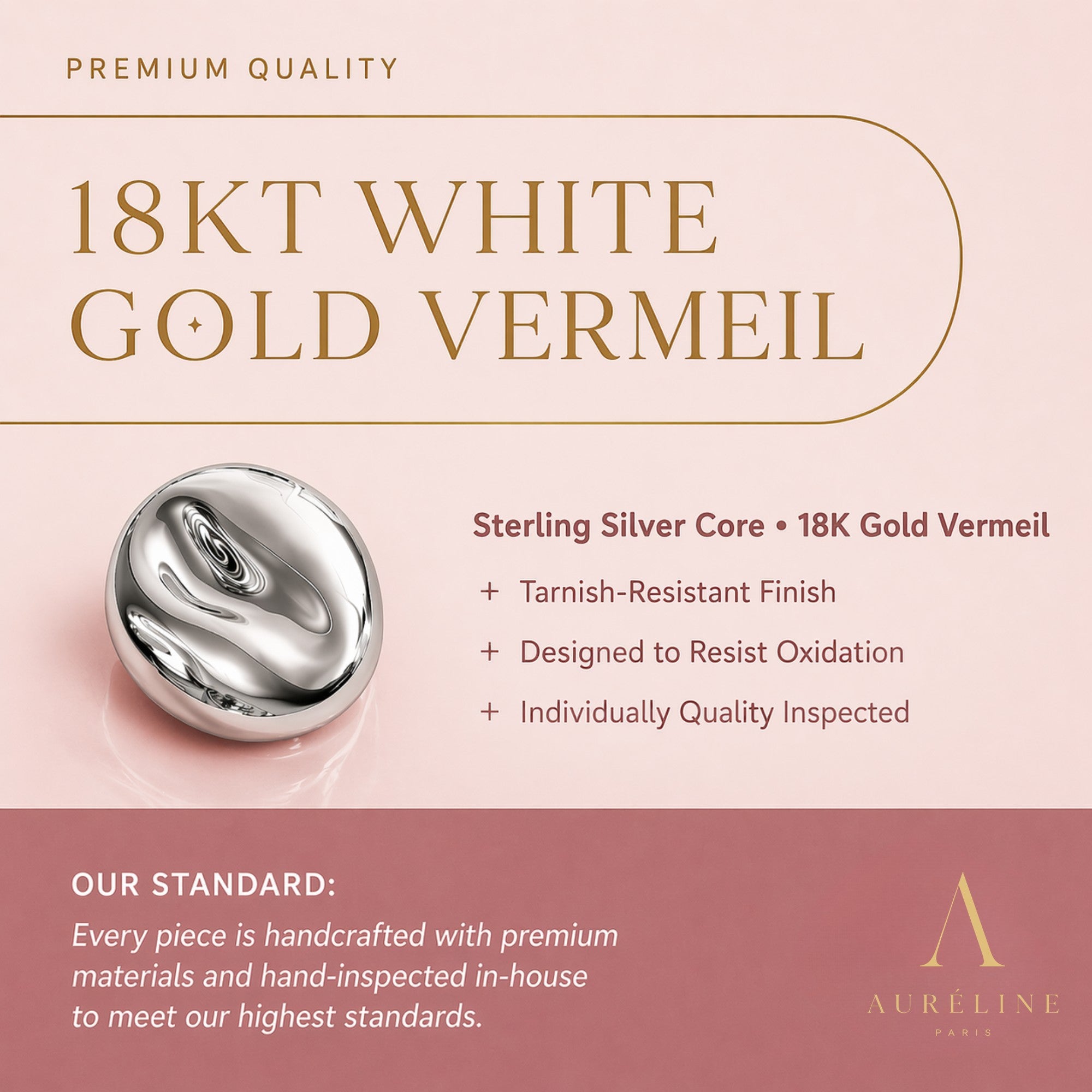 18K White Gold Vermeil