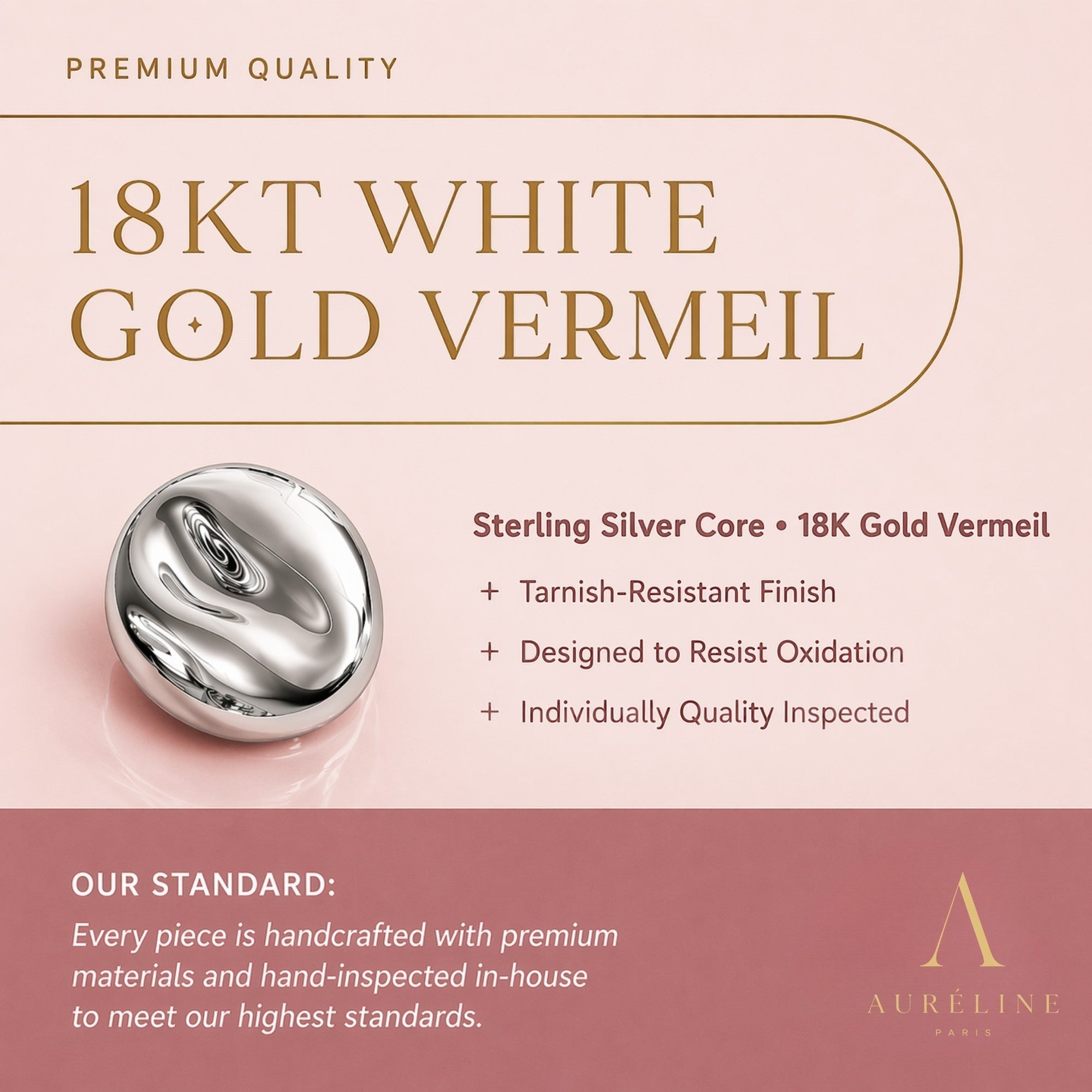 18K White Gold Vermeil