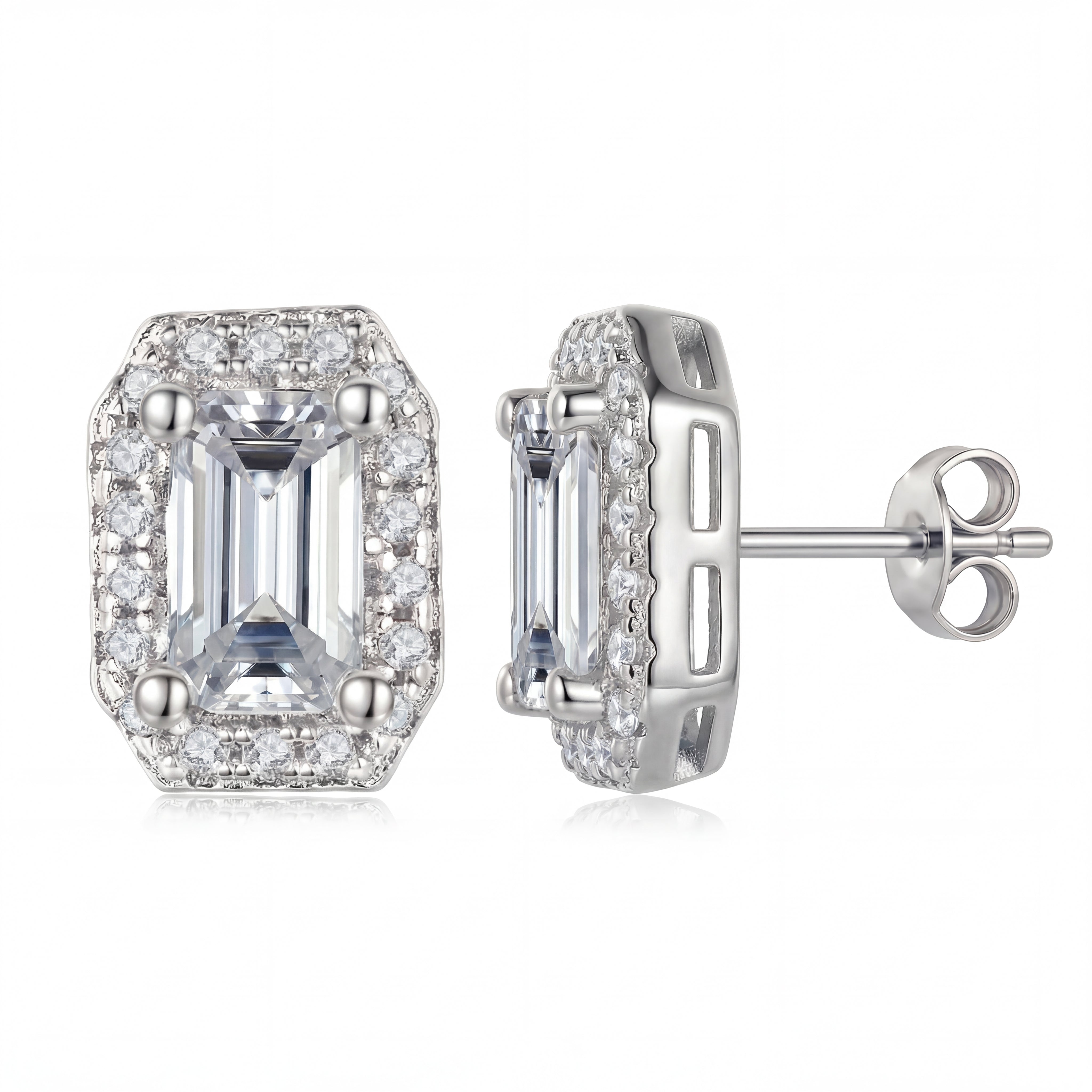 Émeraude Halo Stud Earrings