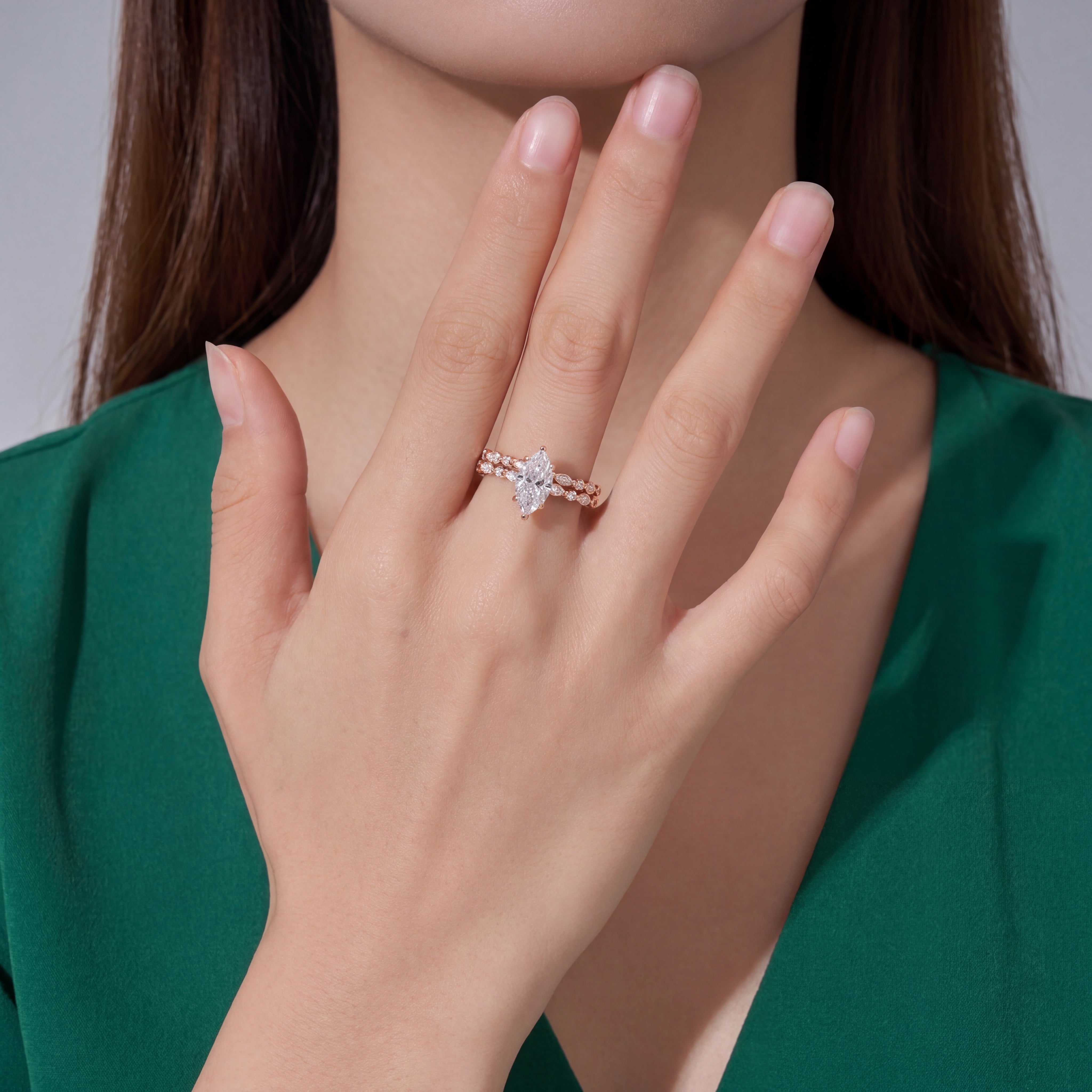 Celestia Marquise Halo Set Ring