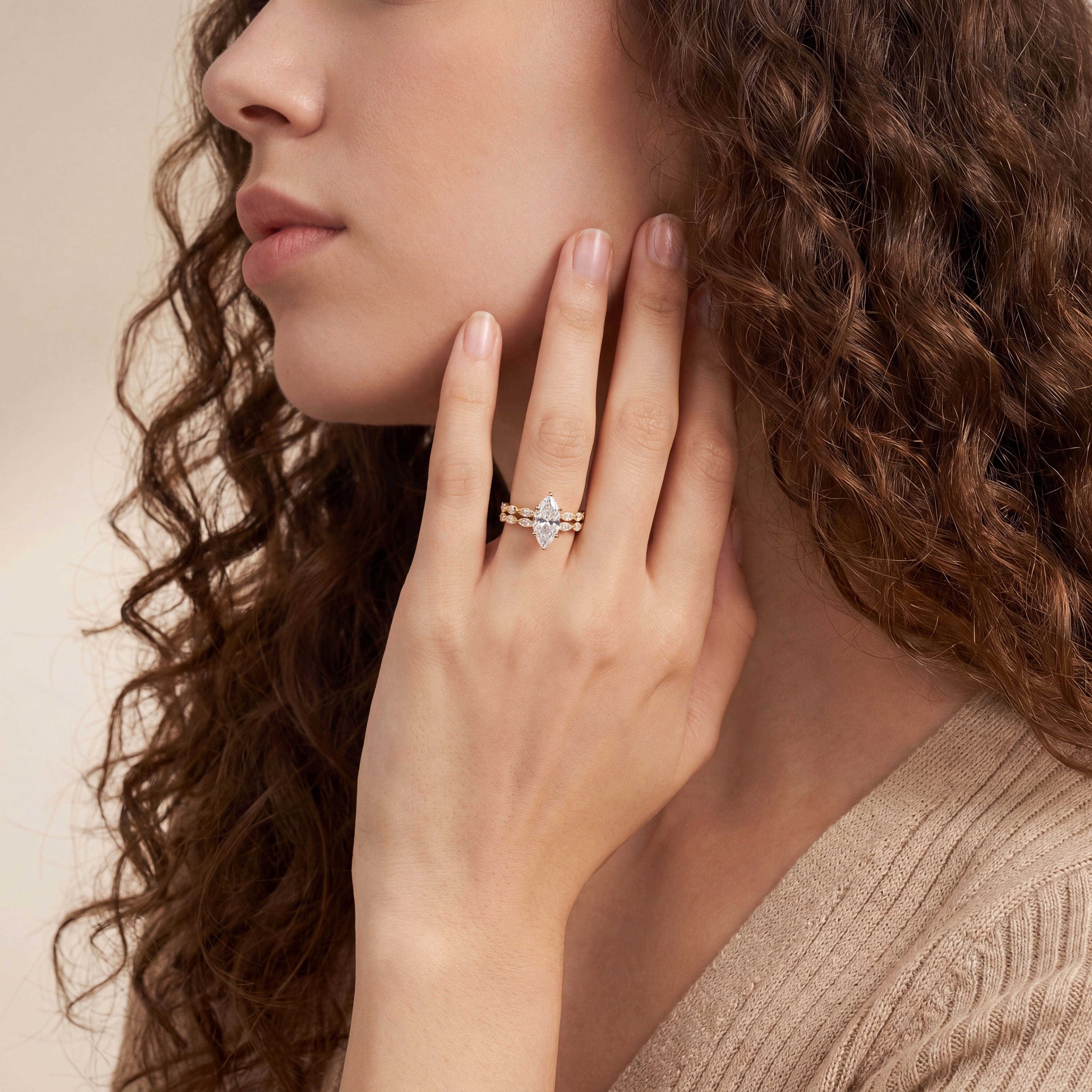 Celestia Marquise Halo Set Ring