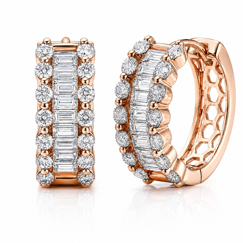 Radiant Baguette Huggie Earrings