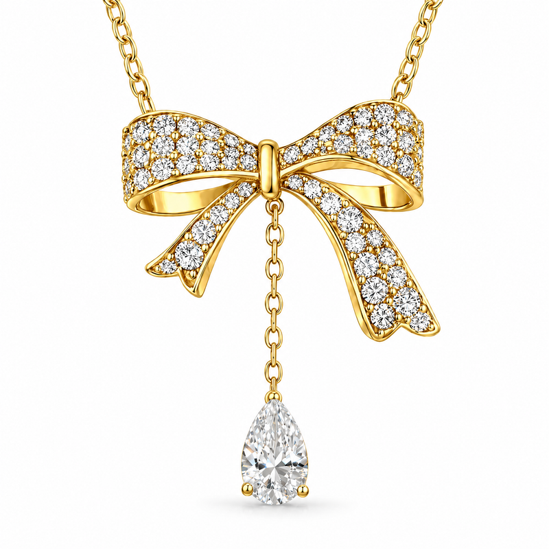 Belle Éclat Bow Drop Necklace