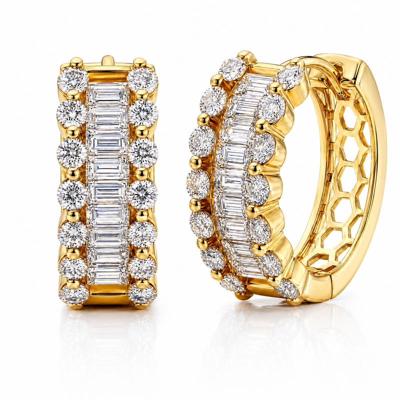 Radiant Baguette Huggie Earrings