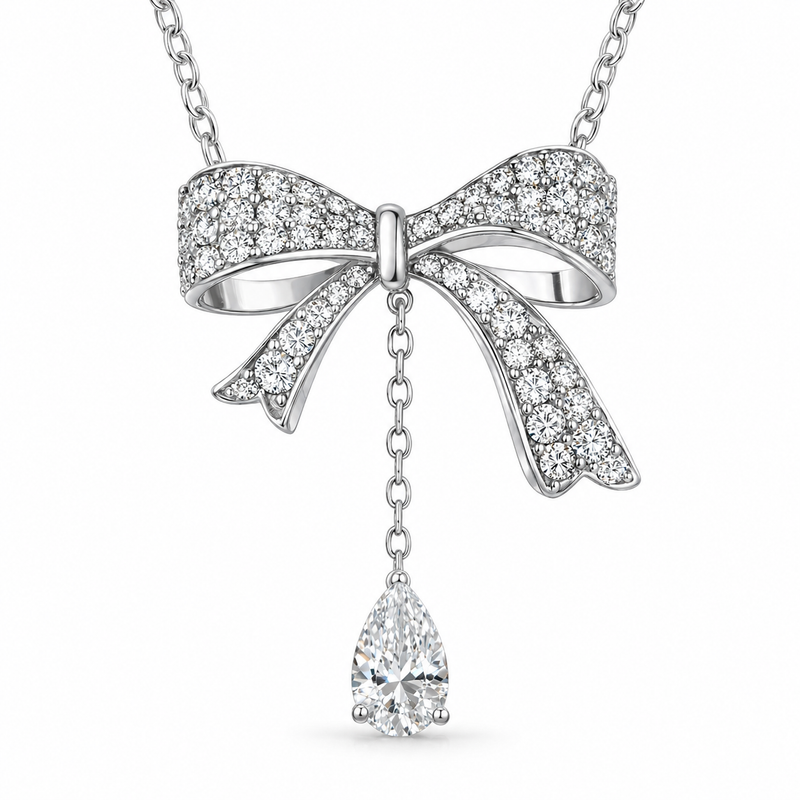 Belle Éclat Bow Drop Necklace