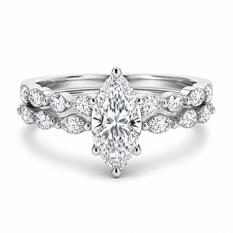 Celestia Marquise Halo Set Ring