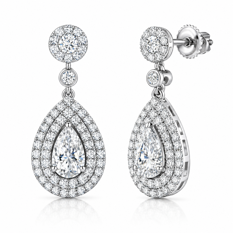 Éclat Teardrop Halo Earrings