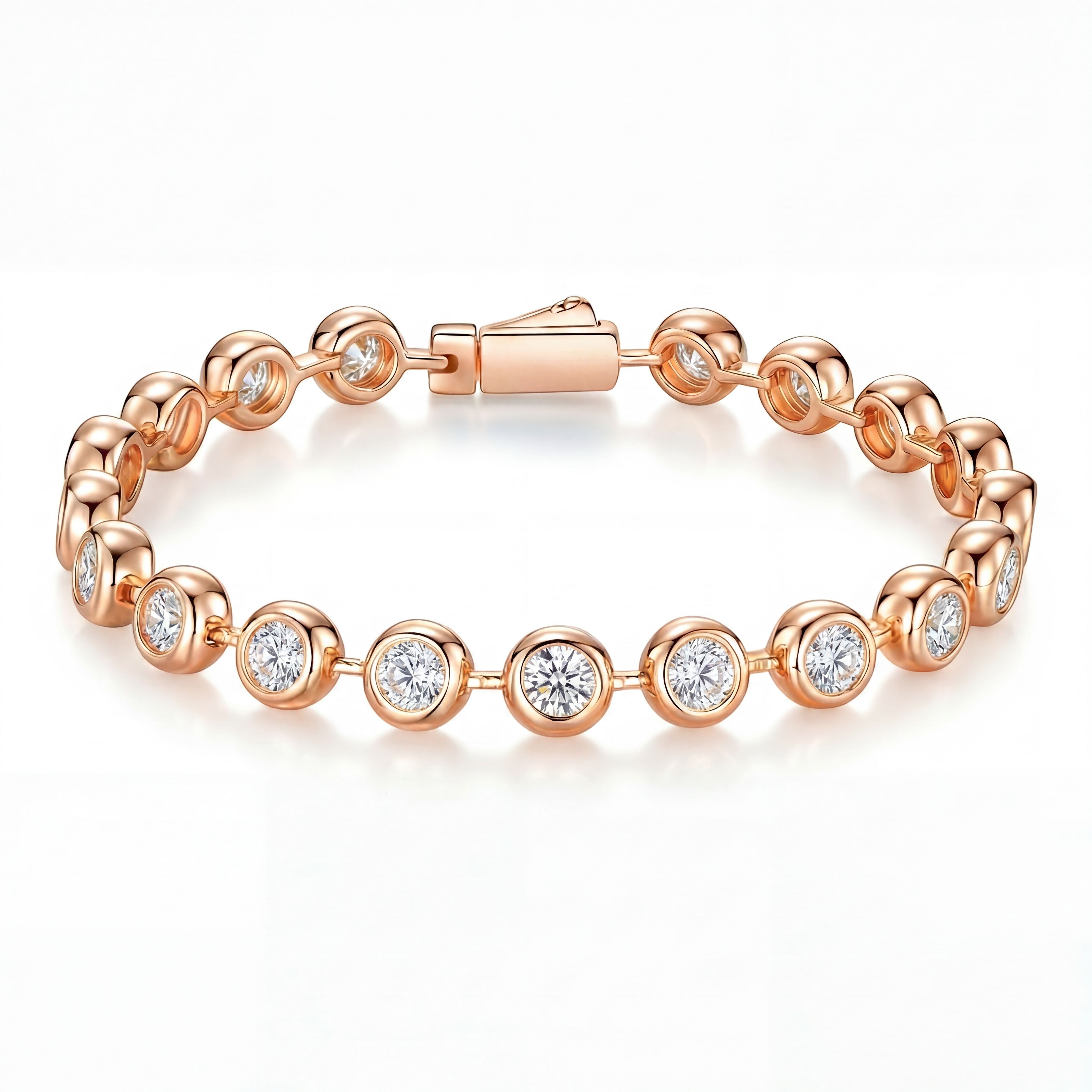 Aureline Orévia bracelet in rose gold vermeil with 9.50 CT white lab-grown Auréline Gems in a bezel setting.