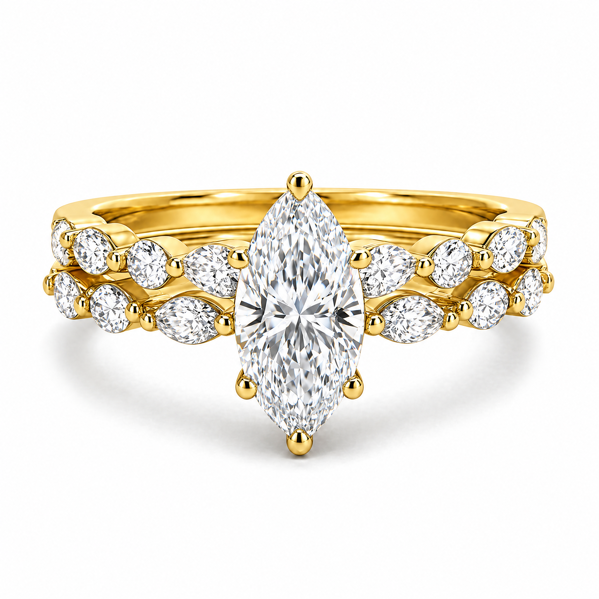Celestia Marquise Halo Set Ring