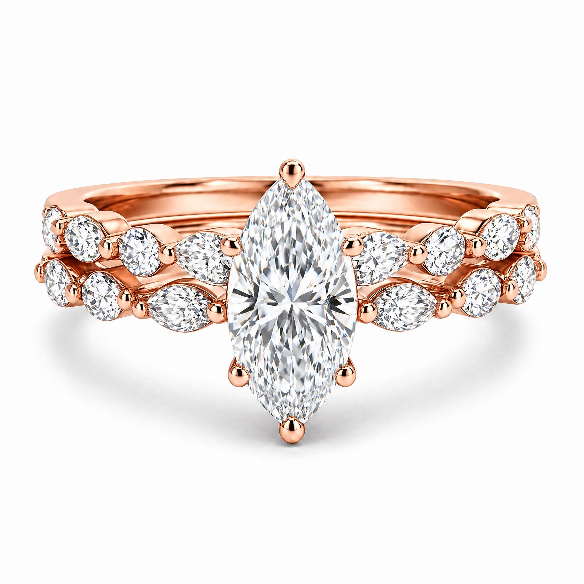 Celestia Marquise Halo Set Ring