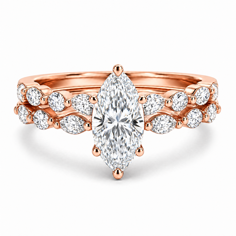 Celestia Marquise Halo Set Ring