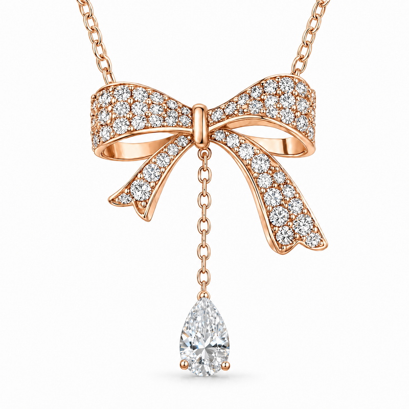 Belle Éclat Bow Drop Necklace