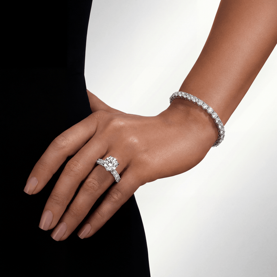Woman wearing Aureline Paris diamond jewellery